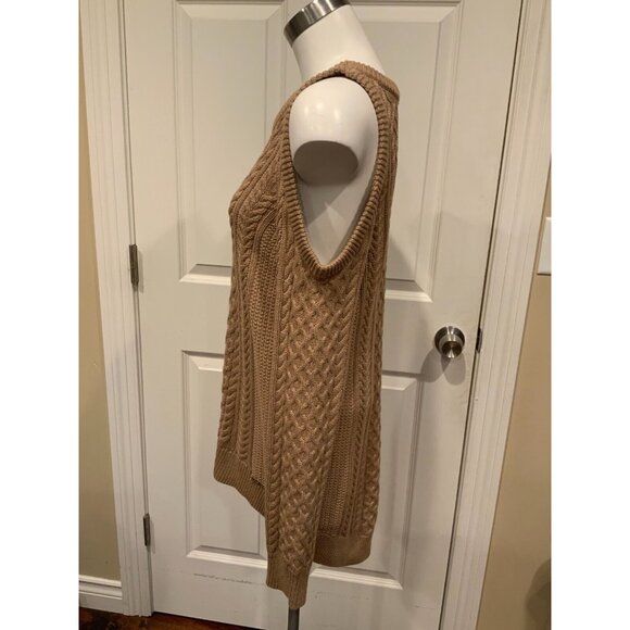 Michael Kors Light Brown Cable Knit Sweater W/ Cold Open Shoulders, Size Medium - Picture 5 of 8